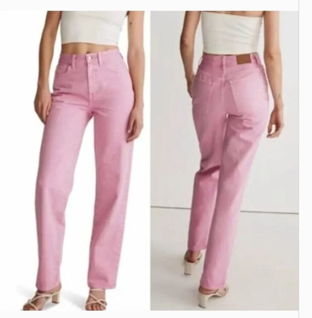 New NWT Madewell‎ Baggy Straight Pink Jeans Size 33T Tall